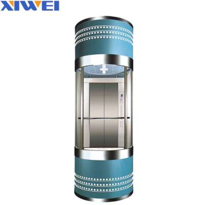 Famous Brand XIWEI 800kg, 1.0m/s Sightseeing Panoramic Elevator For 10 Person